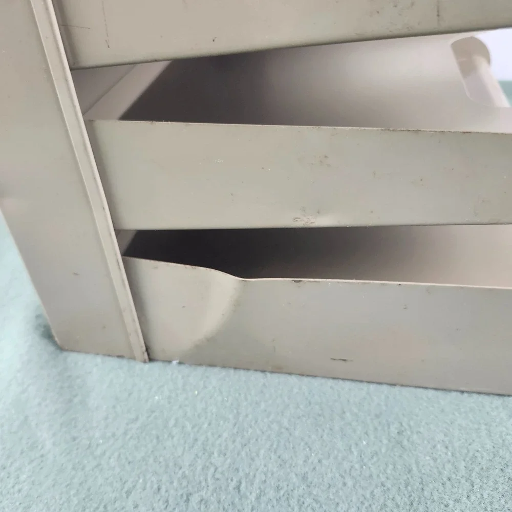 Vintage Pressed Steel Paper Tray 7-Tiered Shelved Office Organizer